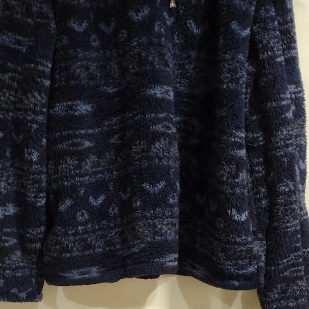 ALPINE SHERPA FLEECE PULLOVER DARK BLUE & BLACK PATTERN WOMEN'S SIZE 2XL(XXL)